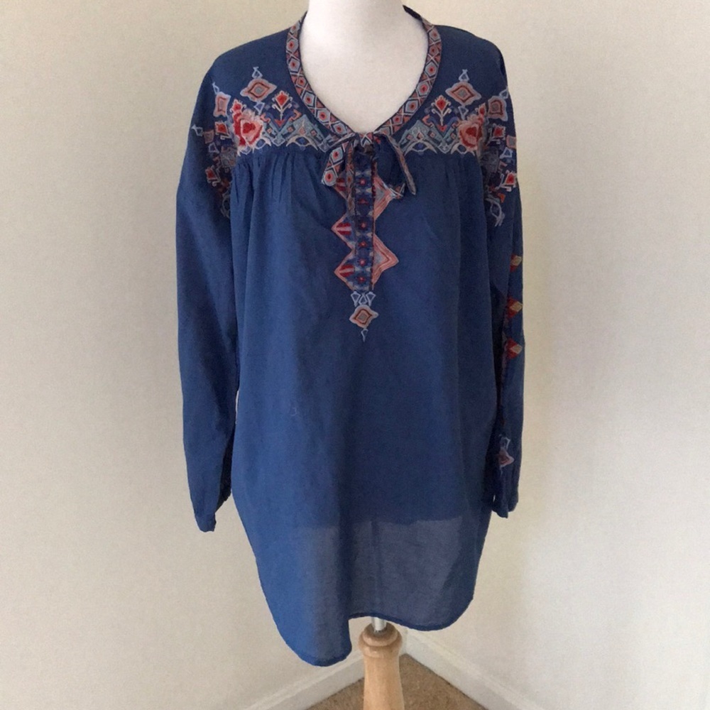 Nwt! Johnny Was Size Xl Embroidered Gina Top